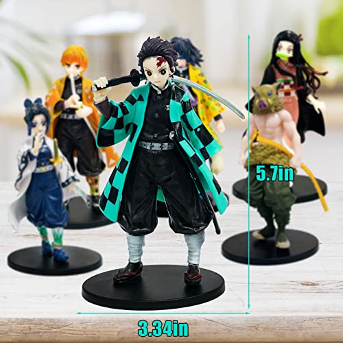 6 Pcs Demon Slayer Figure Set - 5.7 Inches Demon Slayer Toys - Zenitsu Tsuyuri Inosuke Tanjiro Nezuko Kyojuro.the Gifts For Anime Fans #TOP2