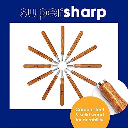 Bright Hobby\'s 26-Piece Wood Carving Tools Kit for Beginners with Carpentry Knives, Sanding Paper, Knife Sharpening Stone, Cut-Resistant Glove and Finger Protectors, Canvas Bag and Accessories - Thumbnail 6