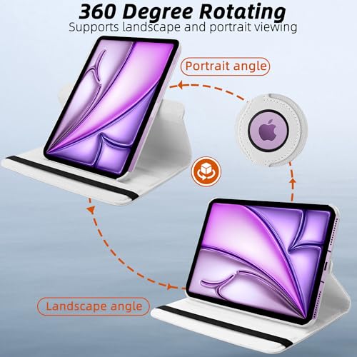 Image of TGK 360 Degree Rotating Flip Cover Case for iPad Air 11 Inch M4 /M3 /M2 2026 /2025 /2024 & Air 5th Gen 2022 /iPad Air 4th Gen 2020 10.9 Inch (White)