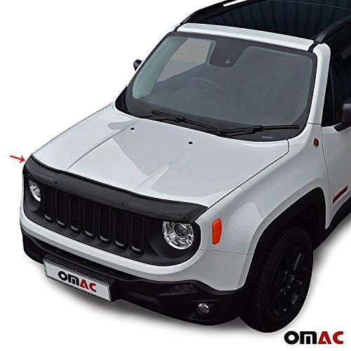 Omac Front Bug Deflector For Jeep Renegade 2015 To 2020, Hood Protector, All Weather, Black #TOP3