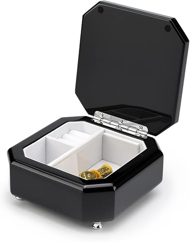 Miniatura 3 de Joyero musical biselado con 18 notas, color negro medianoche, muchas canciones para elegir, Ave Maria, Schubert