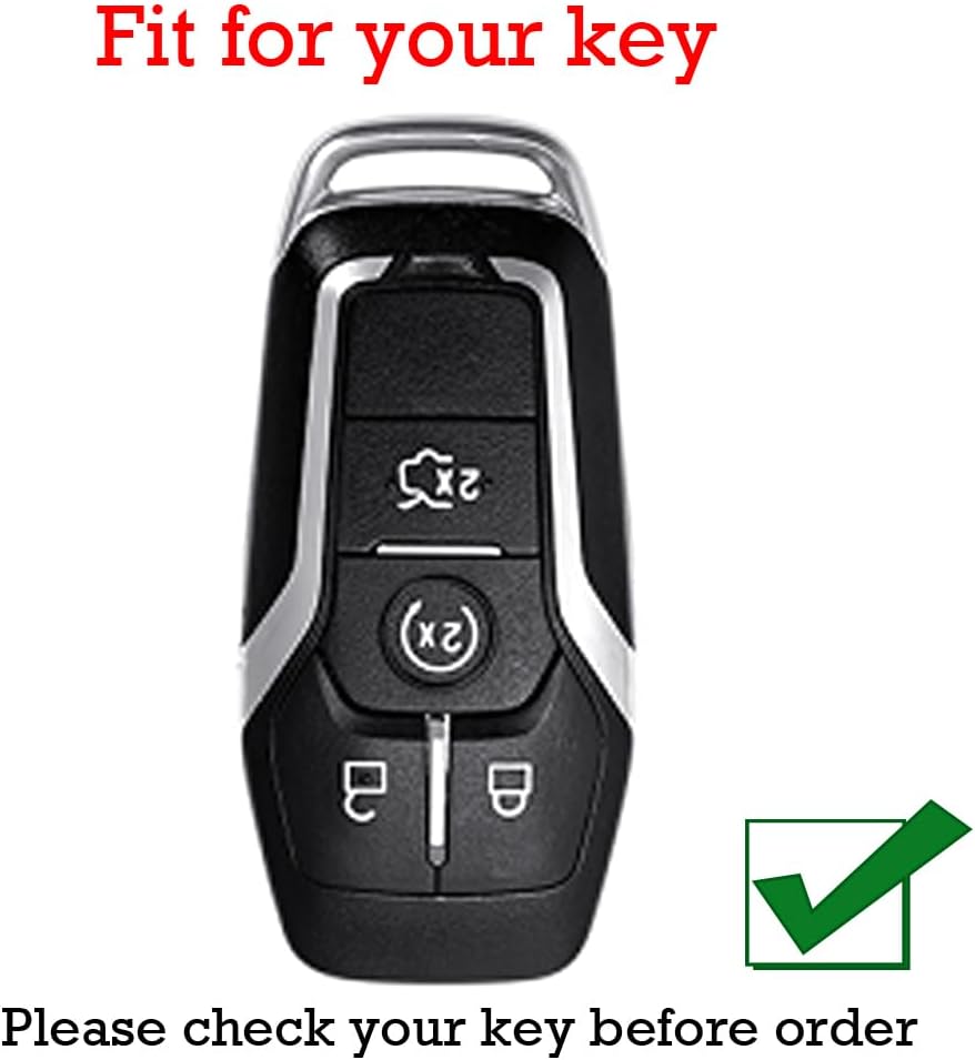 KUNIO Metal Car Key Fob Cover Fit for Ford Mustang Fusion Explorer Edge Lincoln MKC MKX MKZ Car Key Protector Keychain Key Holder 4 Button Black