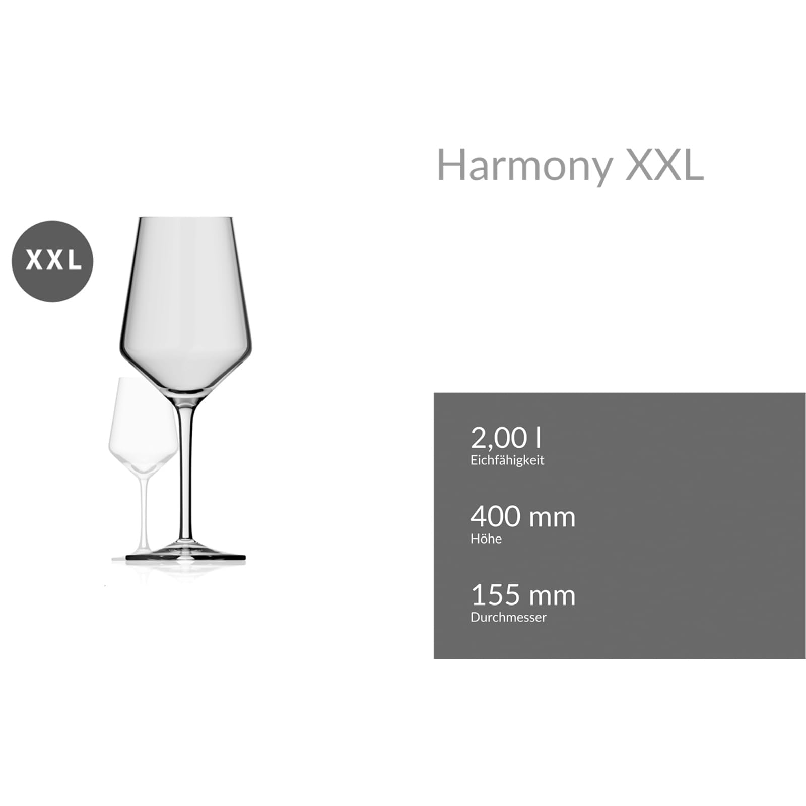 Rastal XXL Riesen-Weinglas Harmony – 2,2 Liter – Partyglas für Vereine, Meisterschaften und als Trophäe – Mundgeblasener Weinkelch in Übergröße – Höhe: 40 cm