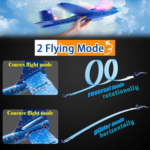 Image of GRAPHENE 2 Pack Hand Throw Flying Glider Plane Foam Aeroplane 17.5inch Aerodynamic Lightweight EPP Paper Airplane Launcher Toy for Outdoor Catapult Aircraft Plane Gift for Kids Boy Girl Multicolor