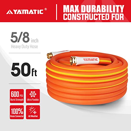 Yamatic Ultra Flexible Garden Hose 5/8 In X 50 Ft And 3/4" Thread Garden Hose Quick Connect Water Hose Fittings #TOP1