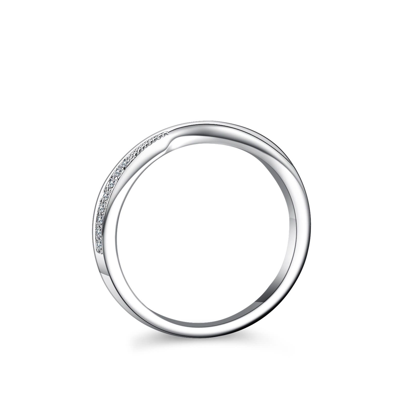 Anillo de oro para mujer, oro blanco, alianzas delicadas con diamantes, anillos de boda de oro auténtico para mujer