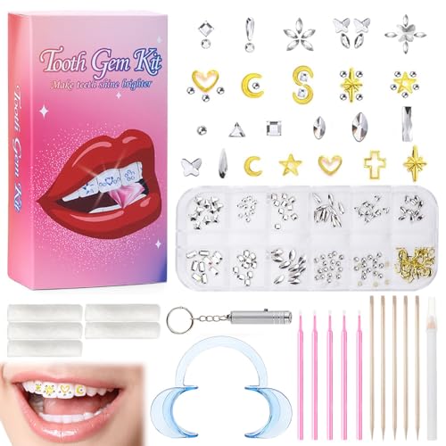 Vlecexs DIY Tooth Gem Kit Tooth Jewellery Set Crystal Dientes Piedras Preciosas Set DIY Tartro Joyería Joyería Set Teeth Gems Kit