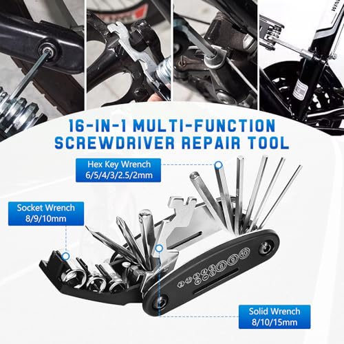 Ninonly 38PCS Kit de Reparación de Bicicletas Kit de Reparación de Bicicletas con 120 PSI Mini Bomba y 16 en 1 Multiherramienta para Camping Viajes Esenciales Bolsa de Herramientas - imagen 4