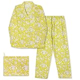 Huar Cotton Pajamas for Women Set - Luxurious Cotton Womens Pajama Sets - Long Sleeve Elegant and Comfortable PJ Set (Medium, Fluorescent Yellow)