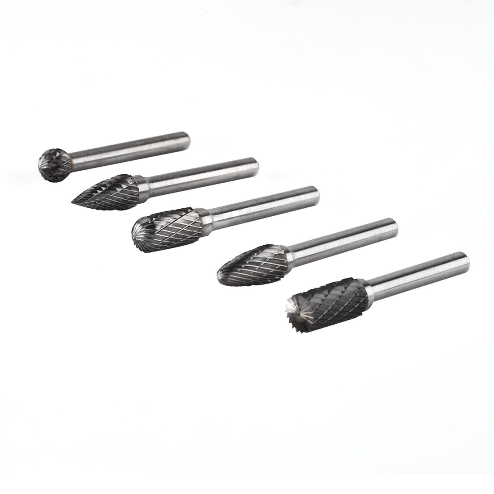 Hochleistungs -Wolfram -Stahl -Rotations -Burr -Schleifkit für Präzisionsmetallschnitze - 5 Stcs mit 6 -Mm -Schaft und 10 Mm Kopf Ideal für Würfelschleifer und Drehwerkzeuge