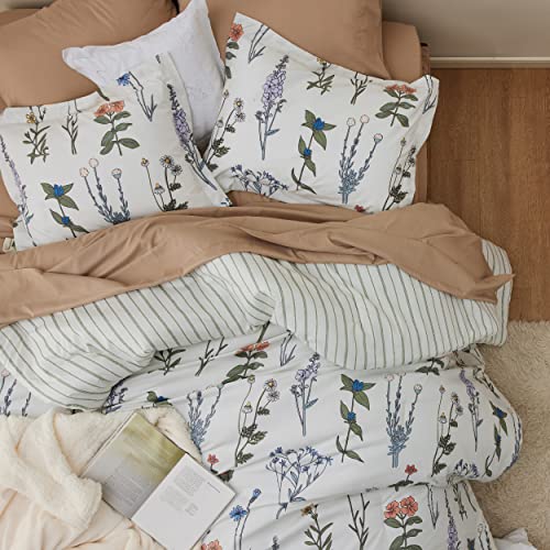 Prime: 3-Pc Bedsure Queen Floral White Comforter Set w/ 90" Comforter & 2 Shams - image 8
