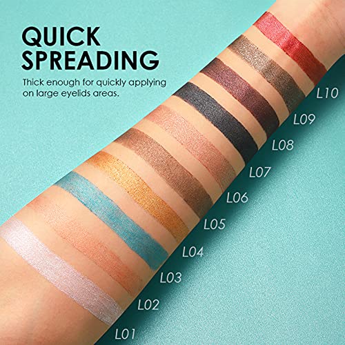 Erinde White Eyeshadow Stick, Glitter Shimmer Metallic Eye Shadow Crayon Makeup Pen, Cream Eye Highlighter Brightener Stick, Waterproof, Long Lasting, Highly Pigmented, Save Time (#L01) #TOP2