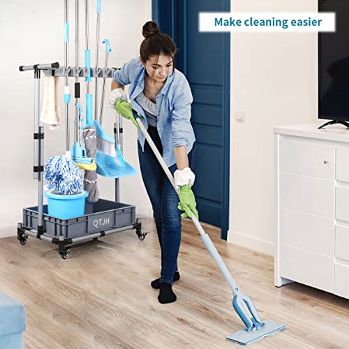 image for QTJH Broom and Mop Holder Put Wet Mops Movable Floor-Mounted Mop Rack 