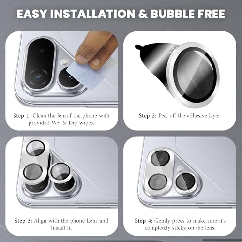 Image of ArmourPro Camera Lens Protector for Tecno Pova Curve 2 Tough HD Individual Aluminum Alloy Rings 9H Camera Cover, Scratch-Resistant,Camera Lens Protection| Silver, 1 Pack