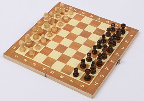 15 Inch Wooden Chess Set Board Game Family with Folding Board Interior for Storage and Fine Wood Classic Handmade Standard Chess Pieces Hand Carved Gift Kids Toy by GZNIGHT