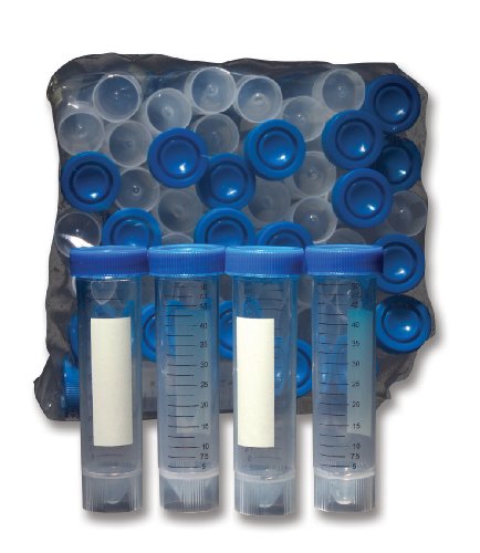 Frey Scientific 1292875 Polypropylene Screw Top Self Standing Base Centrifuge Tube, 50mL Capacity (Pack of 50)