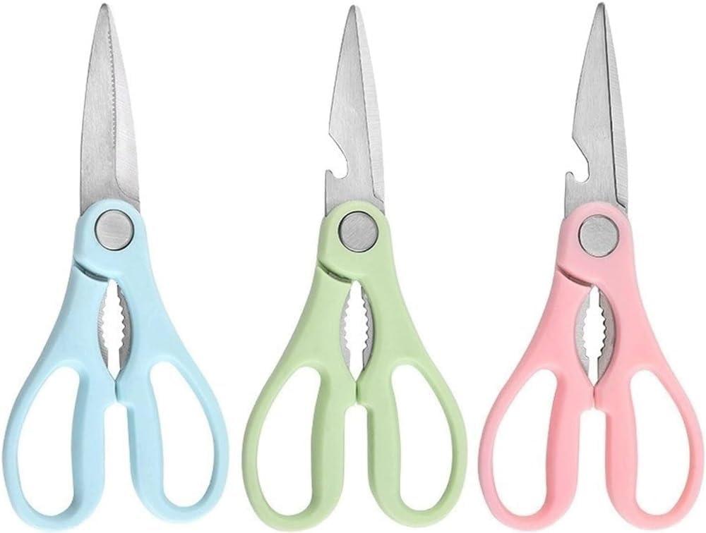 Kitchen Scissors Stainless Steel Multifunctional Chicken Bone Fish Walnut(Pink)