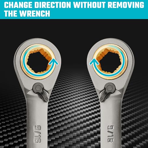 Image of DURATECH 4-in-1 Anti-Slip Reversible Ratcheting Box Wrench Set, SAE