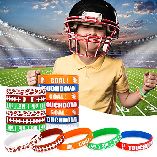 Gatherfun Football Wristband Silicone Bracelets Sport Themed Party Accessories Gift for football Tailgate Birthday Party Decorations Party Favors and Adults 35 Pack, 5 Designs - Thumbnail 4