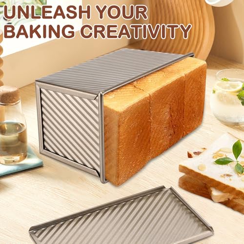 Set di 2 stampi antiaderenti per pane in cassetta con coperchio, ideale per cuocere pane, toast, panini e torte, perfetto per grigliare e cucinare (oro rosa) - immagine 6