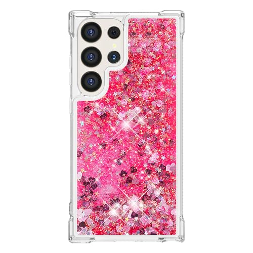 Asdsinfor Case for Samsung Galaxy S25 Ultra, Glitter Liquid Cute Clear Flowing Quicksand TPU with Anti-Fall Belt Bumper Corner Shockproof Protection Cover for Samsung Galaxy S25 Ultra Pink Love LSYB by Asdsinfor - Used condition - Image 2