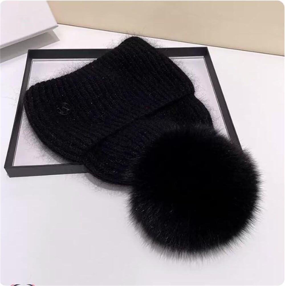 Gorro de Invierno para Mujer, Gorro de Punto con pompón, Gorro para Mujer (Beige, Talla única)