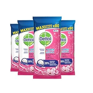 Dettol Power en Fresh MultiReinigingsdoekjes Kersenbloesem 4 x 80 Doekjes Grootverpakking