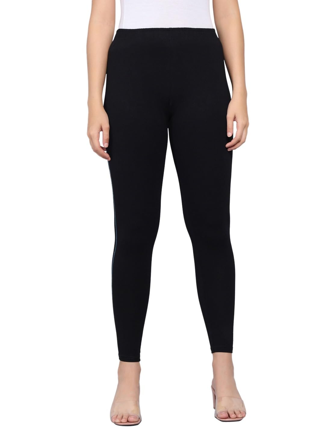 Black Solid Color Ankle Length Leggings for Girls & Women (XX-Large)-image-47