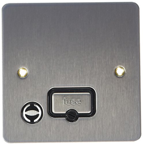 MK Edge K14989BRCB 13A Double Pole Unswitched Connection Unit with Flex Outlet - Brushed Chrome