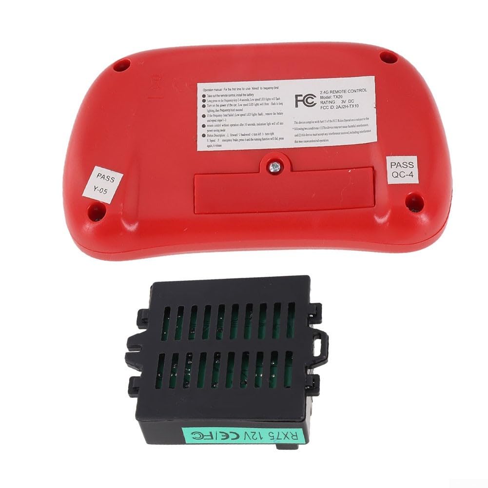 RX75 12V Empfänger und Fernbedienung Set für Kinder Elektroauto, 2.4G BT Steuerungsmodul mit Sanftanlauf, Kompatibel mit 7-Pin Buchse, Ersatzteil für Spielzeugfahrzeug(Full set)