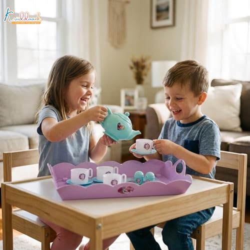 Image of Frozen Tea Party Set - Elsa & Anna Pretend Play Kitchen Toys for Kids, 12 Pcs Battery-Operated Tea Kettle with Boiling Sound & Music, Interactive Birthday Gift for Girls & Boys Ages 3+