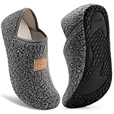 VIFUUR House Slippers for Women Men Slip on Indoor Barefoot Slipper Socks Fuzzy Cozy Sock Shoes for Home Bedroom Travel Grey,40/41
