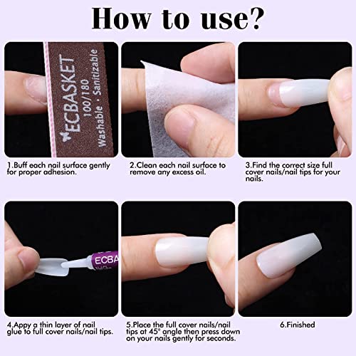 Natural Coffin Fake Nails - Ecbasket 500Pcs Ballerina Acrylic Nails Full Cover Ballet Shape Artificial False Nail Tips 10 Sizes #TOP5