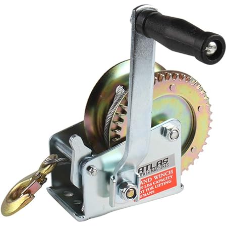 Amazon.com: Torno de mano de Atlas Power Machines con cable de acero y  capacidad de tracción de gancho (capacidad de 1200 lb) : Todo lo demás