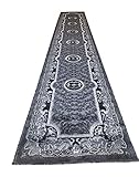Traditional Long Persian Runner Area Rug Grey Gray & Black Carpet King Design 101 (32 Inch X 15 Feet...
