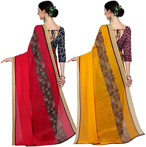 Women Ethnic Sarees Printed Georgette Saree With Blouse Piece (Combo_Vns_1190_1_1190_2_Bz)_A15483