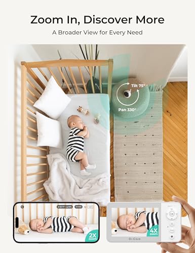 Image of Dr.Care VistaView Lite RB Smart WiFi Baby Monitor with 2 Cameras - 4 inch 720P Split Screen & 1080P Camera App Control, Motion Alerts, 2500mAh Removable Battery, Night Vision, Multi-User, Triple Security