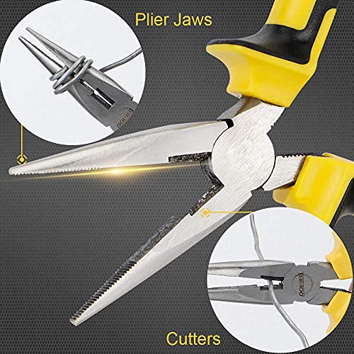 Dowell 6 Inch Long Nose Pliers Needle Nose Pliers With Wire Cutter Nickel Chromium Steel Construction Professional Handle #TOP2