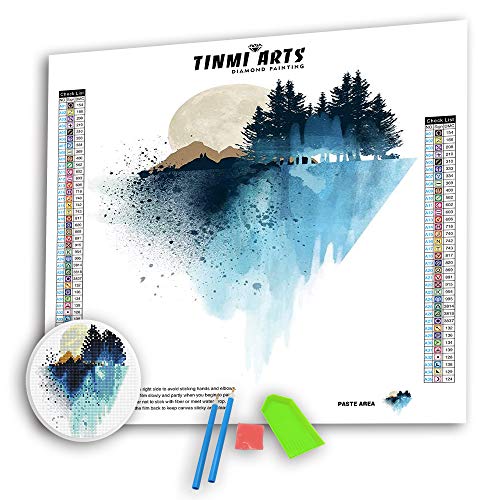 TINMI ARTS 5D DIY Diamond Painting Kits Full Round with AB Drills DIY Cross Stitch Pattern Rhinestone Embroidery Kits Arts Craft Wall Sticker[12"X 16" Mountain Art]