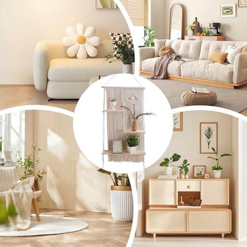 Tentures murales en coton avec étagère de rangement décorative - 4