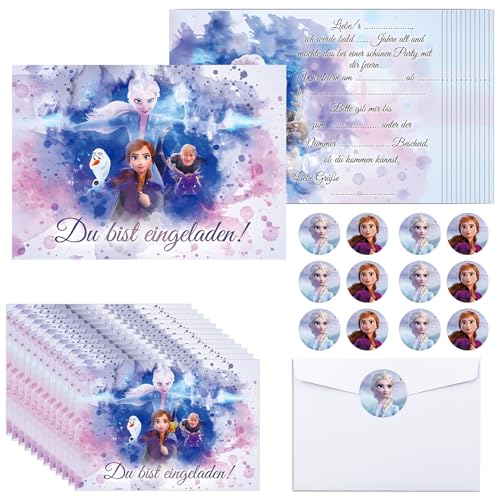 Oirigaga Einladungskarten Kindergeburtstag Mädchen, 12pcs Geburtstag Einladungskarten auf Deutsch, Partyeinladungen mit Umschlägen und Aufklebern, Eiskönigin Eisa Prinzessin Einladung Set für Kinder Oirigaga Einladungskarten Kindergeburtstag Mädchen, 12pcs Geburtstag Einladungskarten auf Deutsch, Partyeinladungen mit Umschlägen und Aufklebern, Eiskönigin Eisa Prinzessin Einladung Set für Kinder
