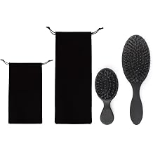 Matte Finish Hair Brush Set Boar Bristle Brush for Hair Extensions Mini Brush Nylon Teeth Natural Paddle Detanging Cushion Brush for Hair Styling Smoothing