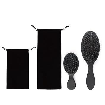 Matte Finish Hair Brush Set Boar Bristle Brush for Hair Extensions Mini Brush Nylon Teeth Natural Paddle Detanging Cushion Brush for Hair Styling Smoothing