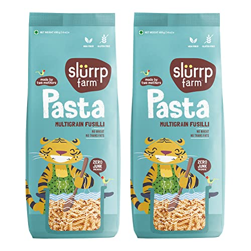 Image of SLURRP FARM No Maida Mini Fusilli Pasta | Gluten Free & Multigrain | Healthy Pasta Made With Brown Rice And Corn, 400 Gm