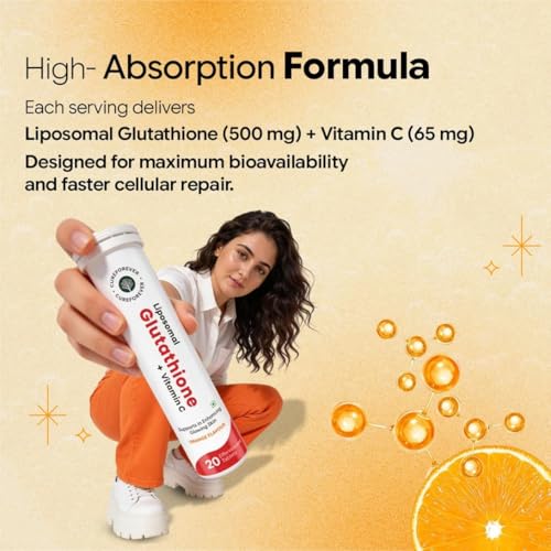 Image of CUREFOREVER Glutathione Tablets for Skin Whitening - Liposomal Effervescent Tablets with Vitamin C for Clear, Glowing, Youthful Skin, Powerful Antioxidant, High Absorption, 100 Tablets