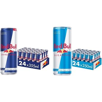 Red Bull Energy Drink Drinks 24 x 355 ml Disposable & Energy Drink Sugarfree - 24 Palette Cans - Drinks without Sugar and Low Calorie Disposable 24 x 250 ml 250 ml Pack of 24