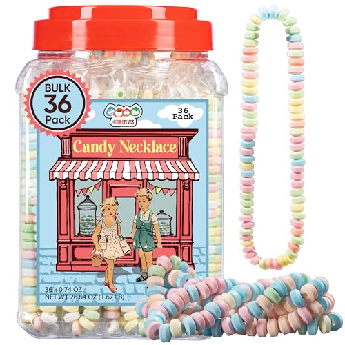 Vintage Candy Box 36 Candy Necklaces Individually Wrapped, Choker Style, Nostalgic Pastel Candy Jewelry Perfect for...