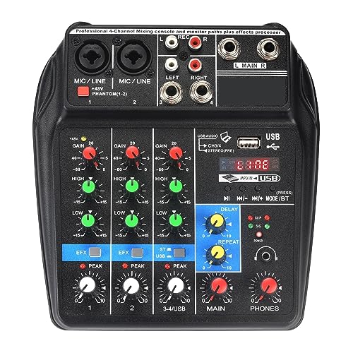 dj controller Mezclador de sonido de Audio portátil, efecto de repetición de retardo, 4 canales,...