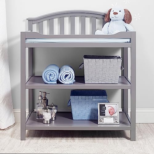 Sorelle Furniture Berkley Changing Table and Changing Pad, Dressing and Diaper Changing Table for Baby Room, Nursery Furniture for Infant -Gray - Thumbnail 2