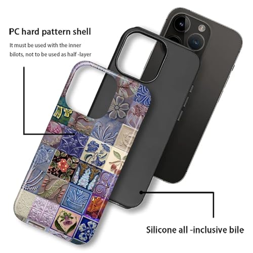 Protection iPhone 16 Pro Max anti-rayure motif mosaïque violet rétro